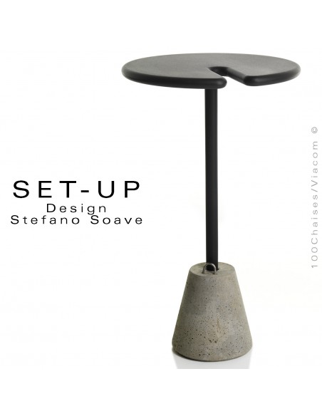 Mange-debout design SET-UP pour votre terrasse, socle plot ciment, colonne et plateau plastique couleur anthracite.