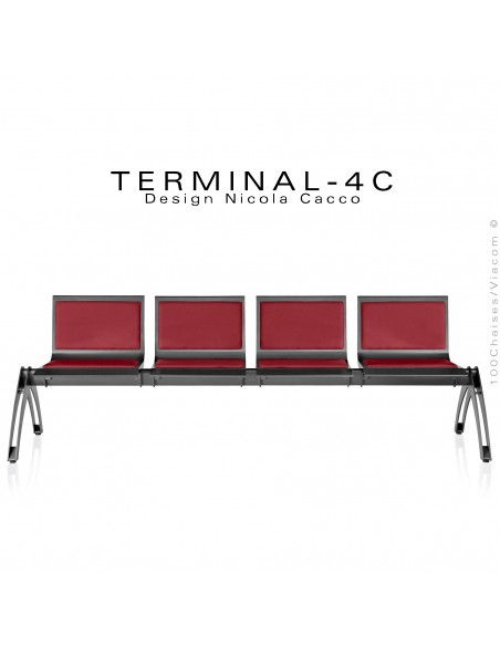 Banc design ou assise sur poutre TERMINAL, assise 4 places avec coussins.