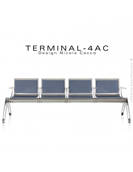 Banc design ou assise sur poutre TERMINAL, pour salle d'attente, CHR, CHS, aéroport, collectivités, lieu public, gare.