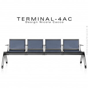 Banc design ou assise sur poutre TERMINAL, pour salle d'attente, CHR, CHS, aéroport, collectivités, lieu public, gare.