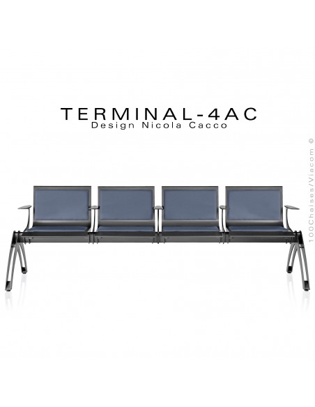 Banc design ou assise sur poutre TERMINAL, pour salle d'attente, CHR, CHS, aéroport, collectivités, lieu public, gare.