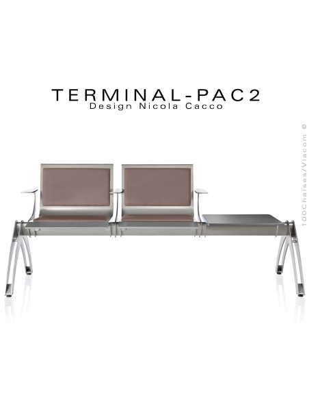 Banc design ou assise sur poutre TERMINAL, pour salle d'attente, collectivités, CHR, CH, clinique, lieu public, galerie.