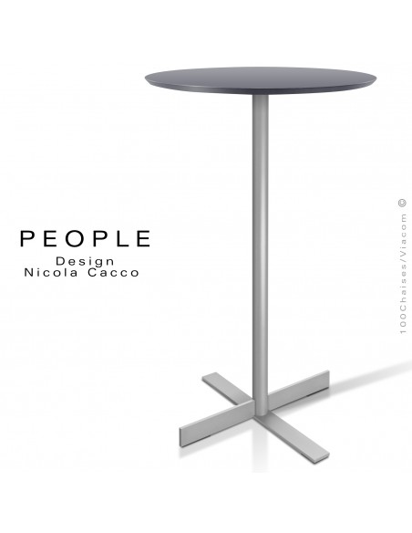 Table mange debout PEOPLE, piétement peint aluminum, plateau rond ou carré MDF, peint anthracite.