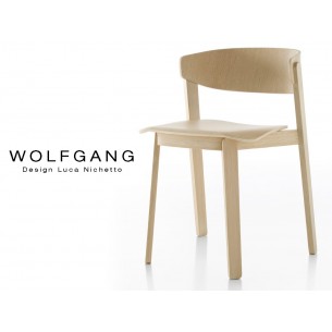 WOLFGANG chaise bois de chêne design, finition vernis naturel.