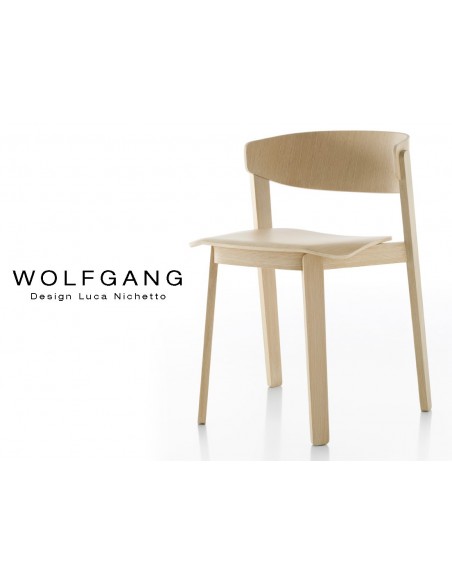 WOLFGANG chaise bois de chêne design, finition vernis naturel.