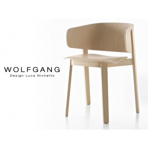 WOLFGANG fauteuil design en bois de chêne, finition vernis naturel.