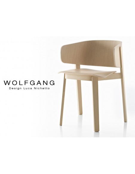 WOLFGANG fauteuil design en bois de chêne, finition vernis naturel.