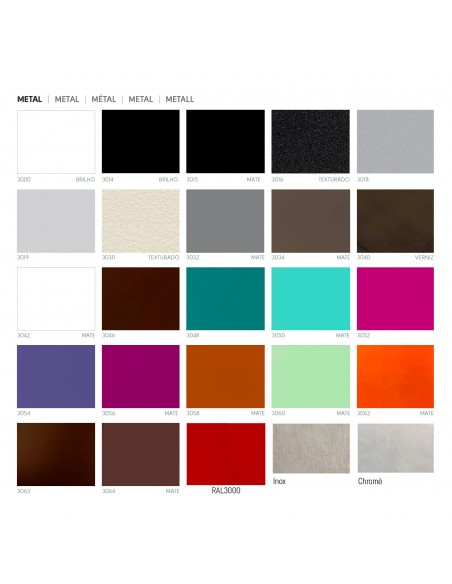 Palette couleur finition piétement pour fauteuil COT, au choix.