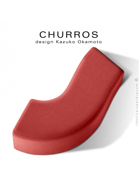 Banquette modulable CHURROS, structure plastique polyplus, habillage tissu tissé gamme Breeze-Fusion couleur rouge.