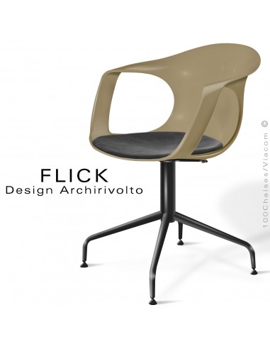 Chaise design IBIS assise coque couleur avec coussin feutre, piétement 4  pieds acier peint ou chromé brillant - Lot de 4 pièces.
