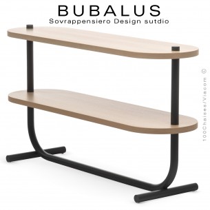 Console BUBALUS-CO, piétement acier peint anthracite, plateau frêne naturel verni.