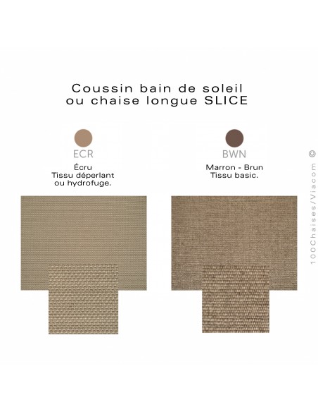 Option coussin, bain de soleil SLICE, au choix.