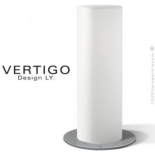 Borne ou lampe extérieur VERTIGO, structure plastique blanche ronde, éclairage par LED avec socle plastique ou métallique.