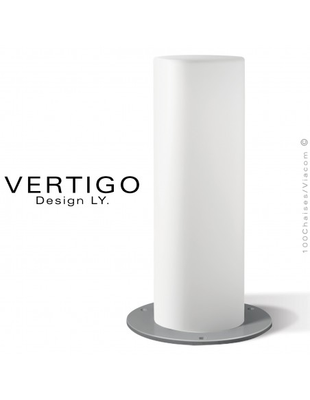 Borne ou lampe extérieur VERTIGO, structure plastique blanche ronde, éclairage par LED avec socle plastique ou métallique.