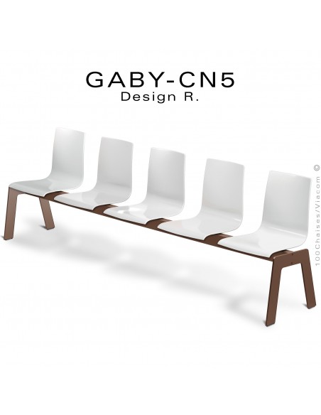 Banc ou assise sur poutre GABY pour salle d'attente, piétement acier peint, assise coque plastique couleur.