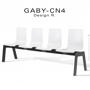 Banc ou assise sur poutre GABY, piétement peint noir assise 4 places coque couleur blanche.