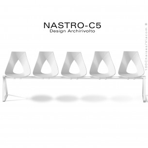 Banc ou siège sur poutre design NASTRO, assise coque plastique couleur, piétement acier peint.