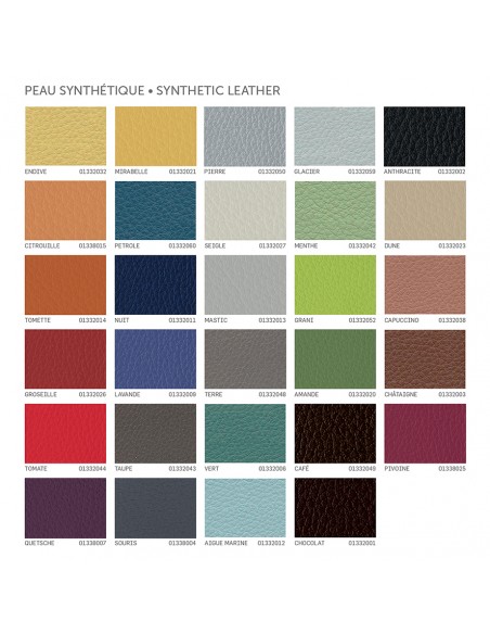 Palette couleur tissu aspect cuir synthétique gamme GINKGO du fabricant Griffine.