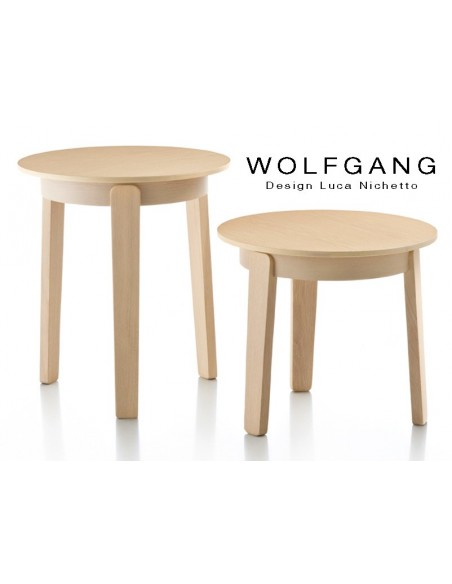 WOLFGANG small table ronde d'appoint en bois de chêne, finition naturel.