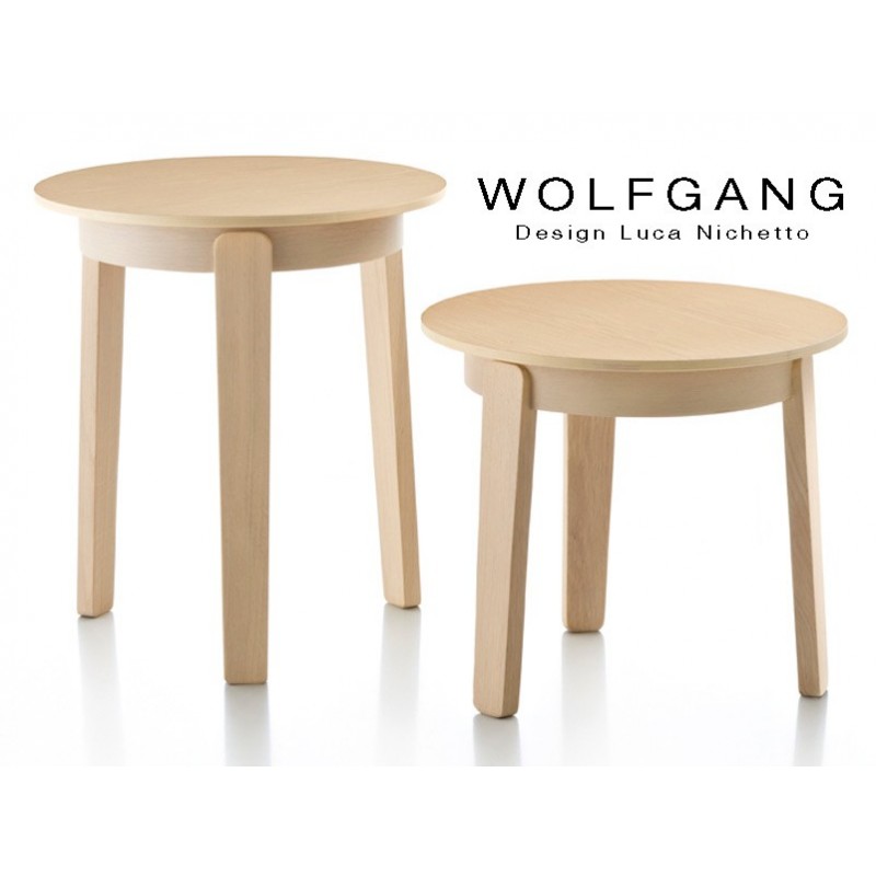 WOLFGANG small table ronde d'appoint en bois de chêne, finition naturel.