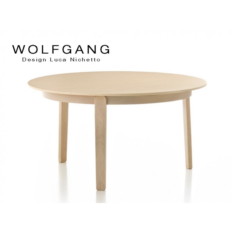 WOLFGANG wide table ronde d'appoint en bois de chêne, H45, finition naturel.