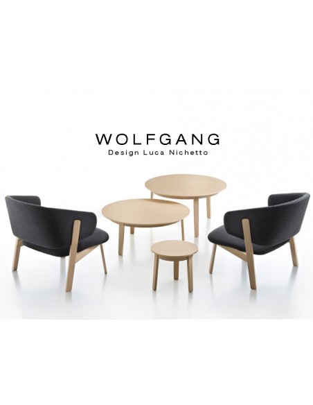 WOLFGANG wide table ronde d'appoint en bois de chêne, collection.