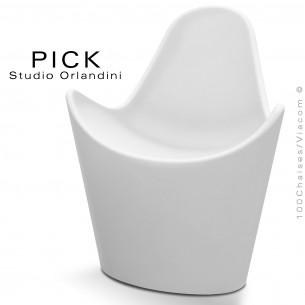 Fauteuil plastique design PICK, pour extérieur, terrasse, jardin. Trois couleurs blanche, orange, vert pomme.