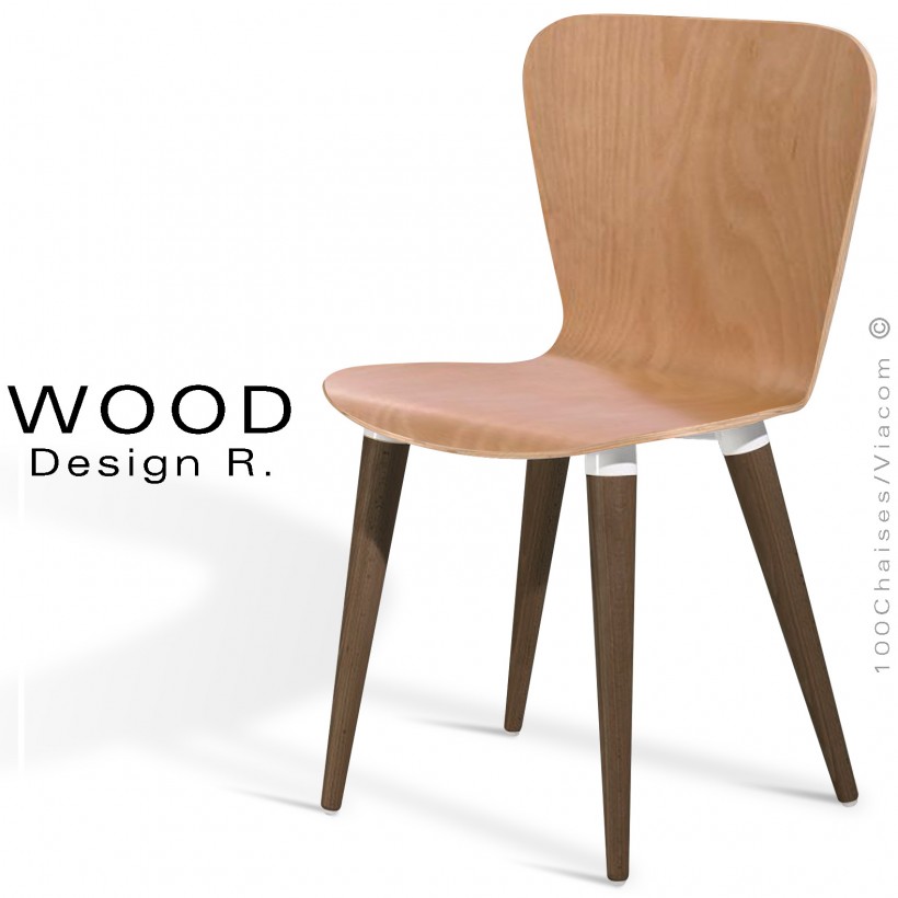 Chaise design WOOD, piétement bois de...