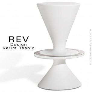 Tabouret de bar REV plastique monobloc pour extérieur, couleur blanche.