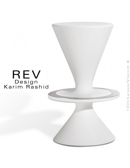 Tabouret de bar REV plastique monobloc pour extérieur, couleur blanche.