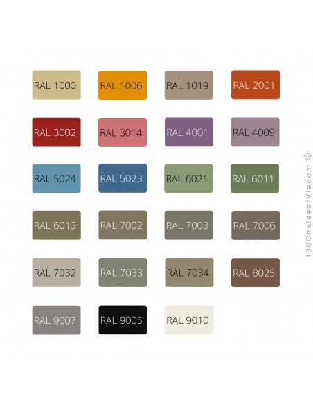 Palette peinture finition plateau table haute ELEGANCE. Autre couleur gamme RAL.