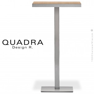 Finition piétement table haute ou mange debout pour CHR, QUADRA, plateau stratifié HPL, uni, aspect bois ou matière.