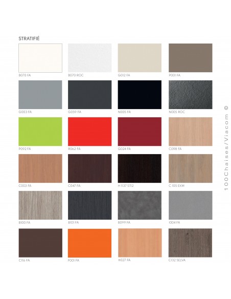 Palette stratifié pour plateau table QUADRA au choix.