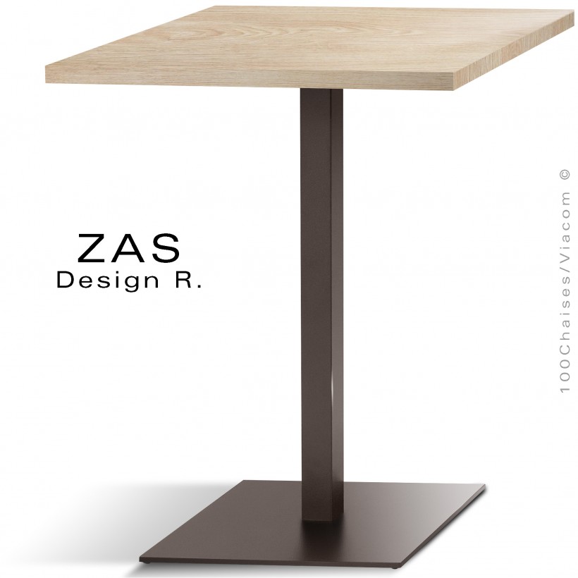 Table pour café, restaurant ZAS, piètement colonne centrale peint
