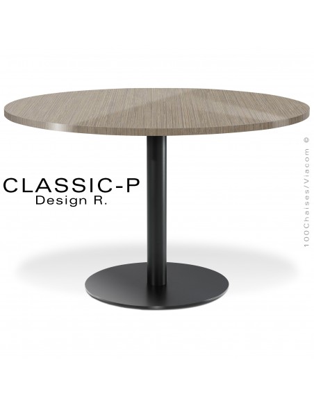 Table ronde repas ou restauration mais aussi pour la cuisine CLASSIC, piétement colonne centrale sur platine de sol ronde.