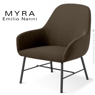Fauteuil confort ou lounge MYRA, pour CHR, salon et la maison, mais aussi maison de retraite, piétement peint ou chromé.