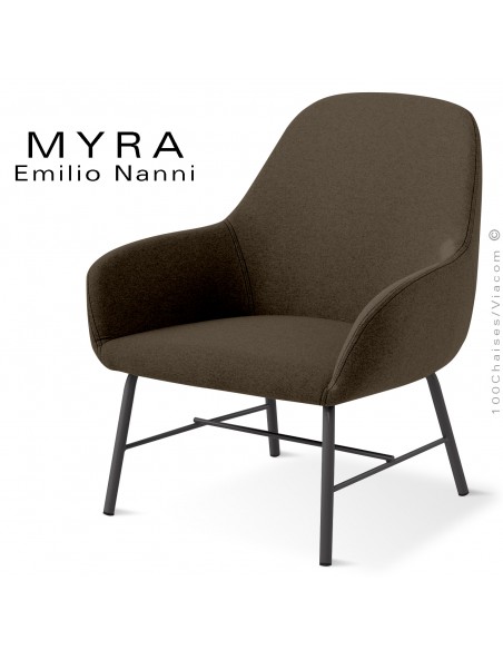 Fauteuil confort ou lounge MYRA, pour CHR, salon et la maison, mais aussi maison de retraite, piétement peint ou chromé.