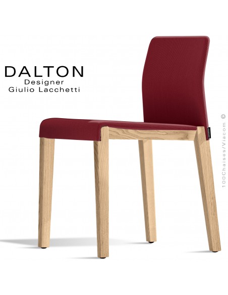 Chaise design DALTON pour hôtel, restaurant, collectivités, mais aussi pour la maison, piétement frêne, assise tissu.