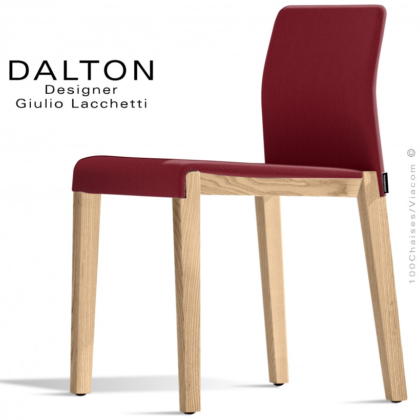 Chaise design DALTON pour hôtel, restaurant, collectivités, mais aussi pour la maison, piétement frêne, assise tissu.