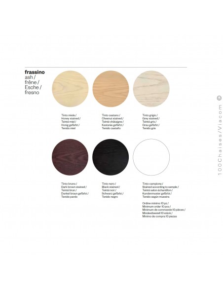 Palette vernis finition piétement gamme assise DALTON.