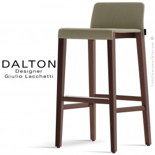 Tabouret de bar design DALTON, piétement bois de Frêne, habillage tissu gamme Medley du fabricant Gabriel.