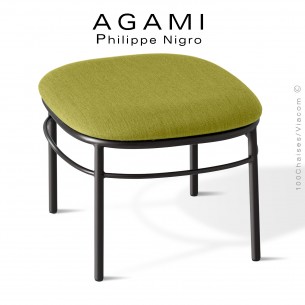 Repose-pieds ou tabouret gamme assise AGAMI, piétement acier peint ou chromé, assise mousse et tissu Medley.