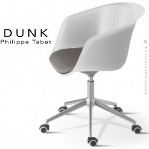 Fauteuil confort de bureau DUNK, piétement 5 branches avec roulettes en aluminium, avec coussin d'assise.