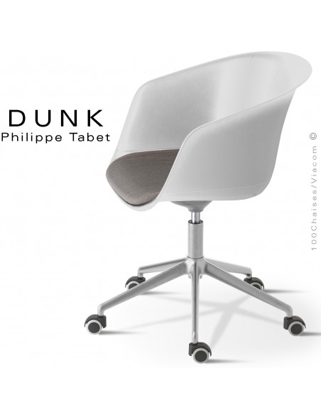 Fauteuil de bureau design SNAP, piétement aluminium avec roulettes