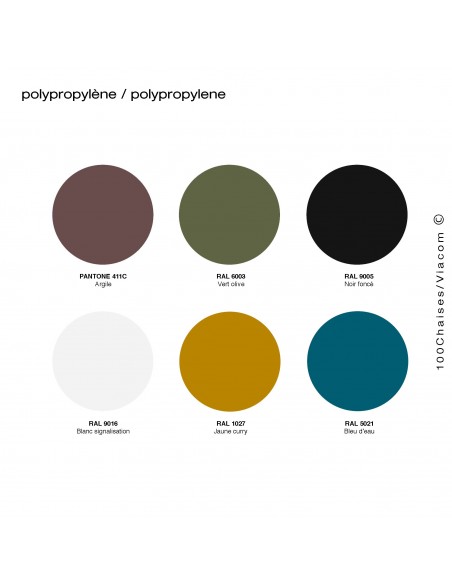 Finitions couleur assise plastique ou polypropylène, pour chaise CLASSY 1095N.