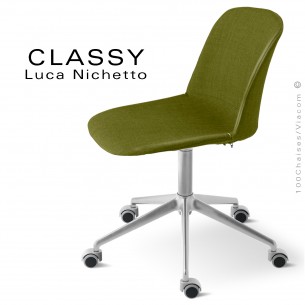 Chaise de bureau confort CLASSY, pitément 5 branches avec roulettes et vérin d'élévation, assise mousse plu tissu tissé.