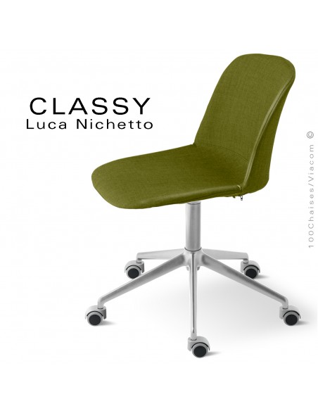 Chaise de bureau confort CLASSY, pitément 5 branches avec roulettes et vérin d'élévation, assise mousse plu tissu tissé.