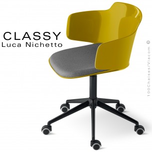 Fauteuil de bureau confort CLASSY, avec roulettes et coussin d'assise tissu Medley du fabricant Gabriel.