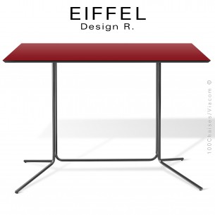 Table rectangulaire repas design EIFFEL, piétement double colonne peint ou chromé, plateau compact couleur.