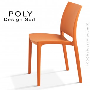 Chaise plastique couleur pour extérieur et terrasse de café, CHR, empilable POLY, couleur au choix.